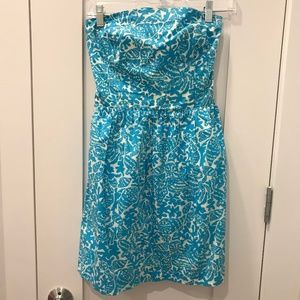 Lilly Pulitzer Blue Seashell Strapless Dress